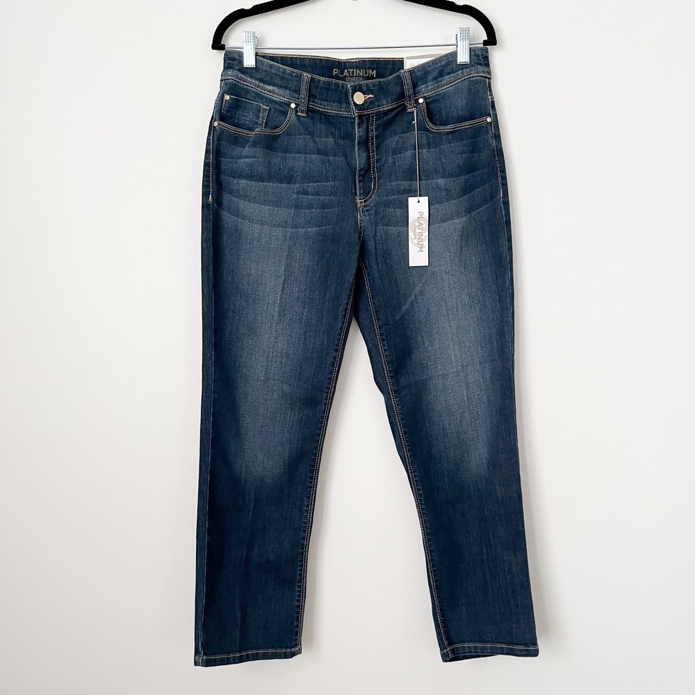 NEW Chico's Platinum Skimmer Crop Denim Jeans Womens Small 6 Sea Blue